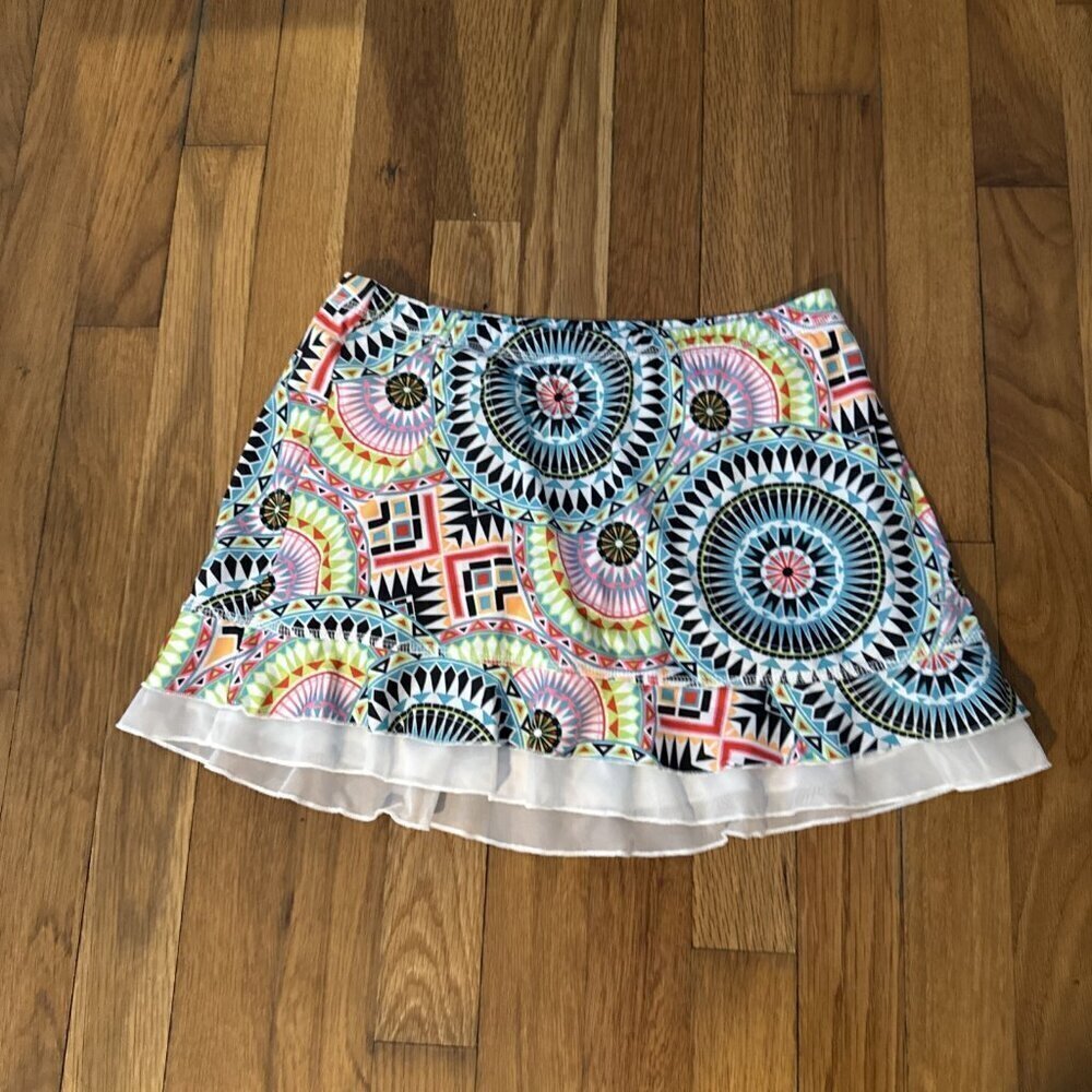 Sofibella B Girls Tennis Skirt Skort Geometric Colorful Print Size L